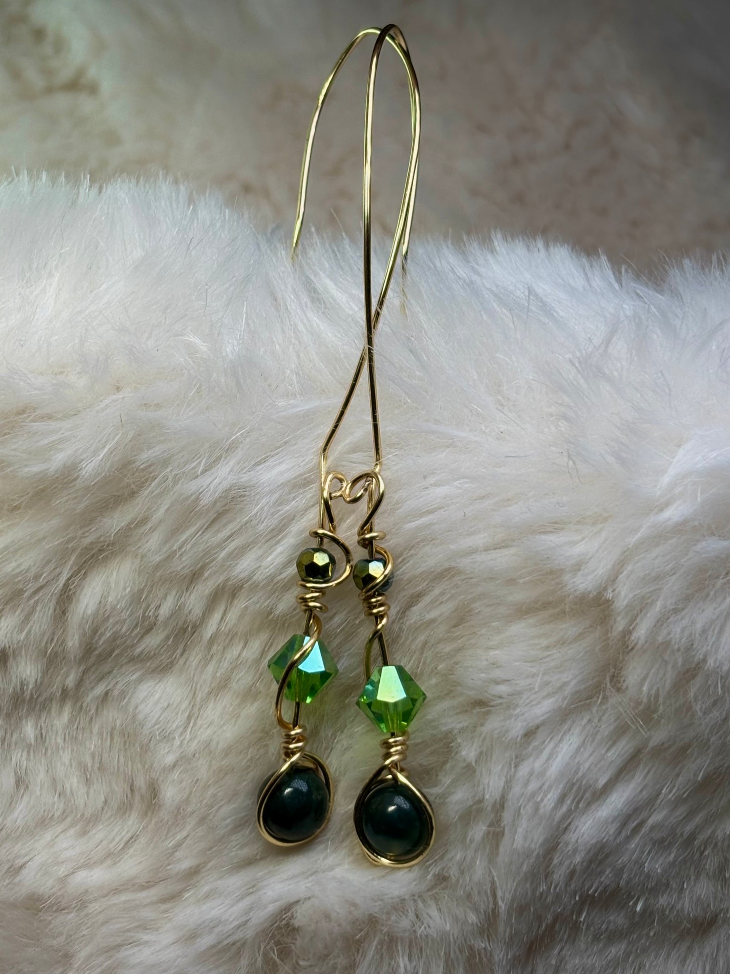Green Forest Light: green nephrite earrings