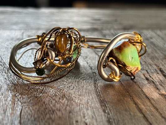 African Opal, tiger eye, Aberdeen, volcano rock ￼Bracelet: ￼