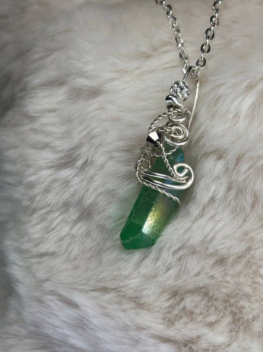 Green Daydream: green or irradiated crystal pendant