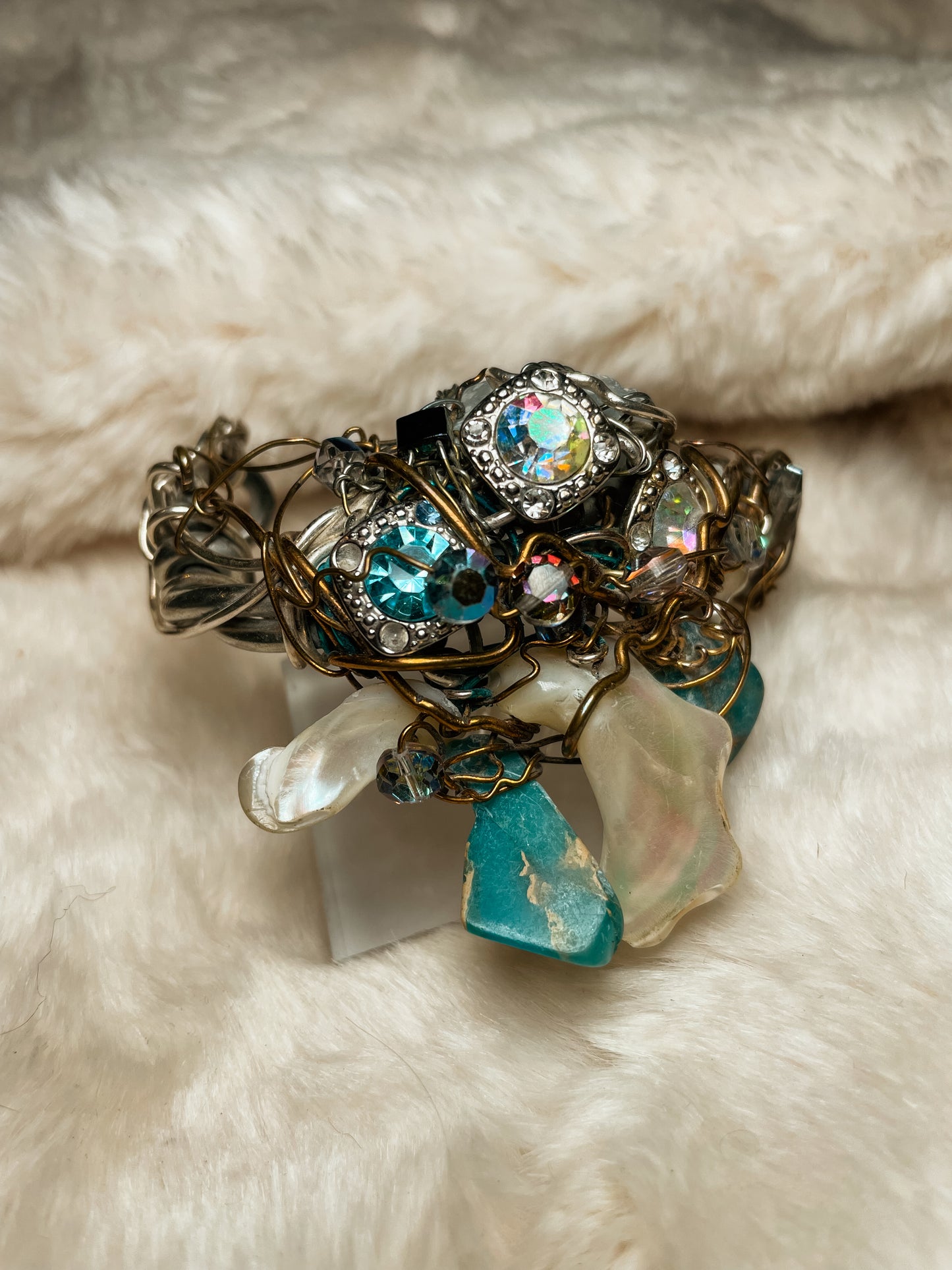 Australian Turquoise, Mother of Pearl Bracelet: Mermaid’s Reliquary