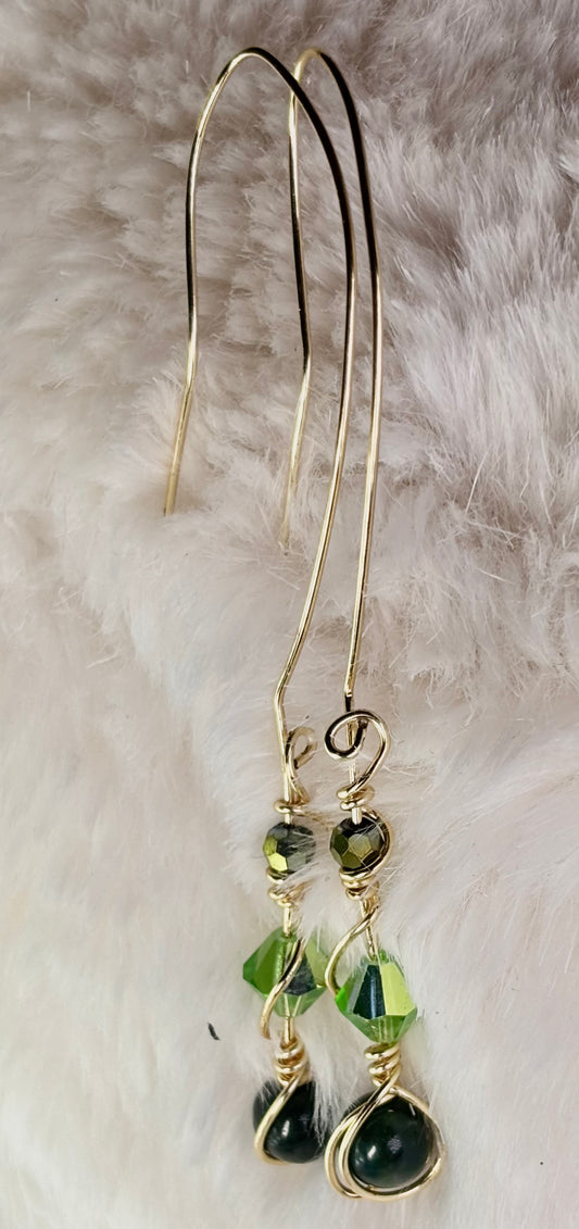 Green Forest Light: green nephrite earrings