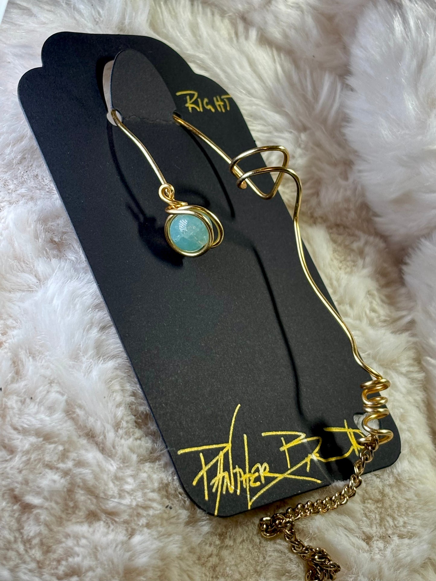 Breath of Peace — Golden Calm: Amazonite right Earcuff