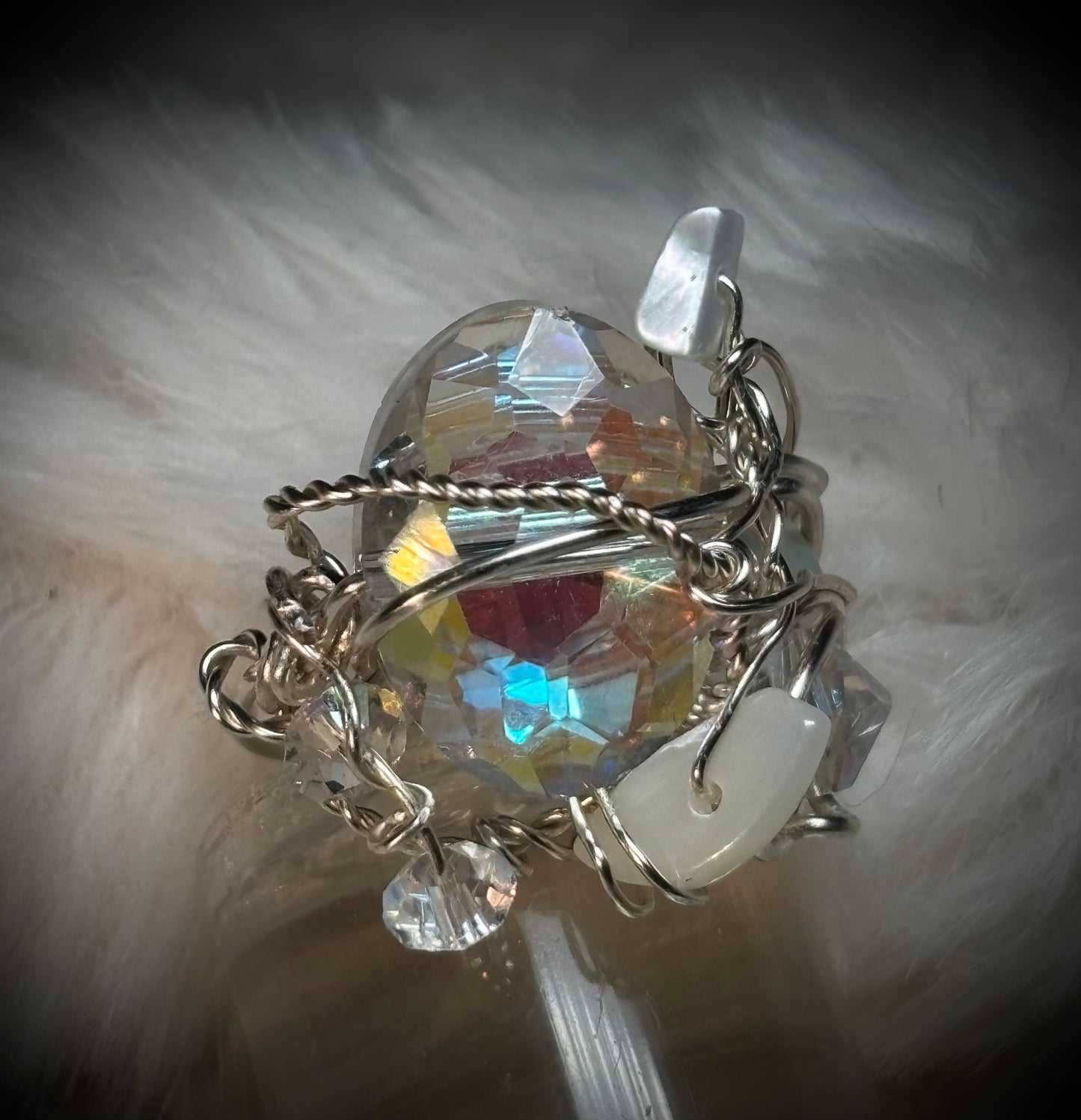 Crystal ring in silver: luminous radiance ￼￼