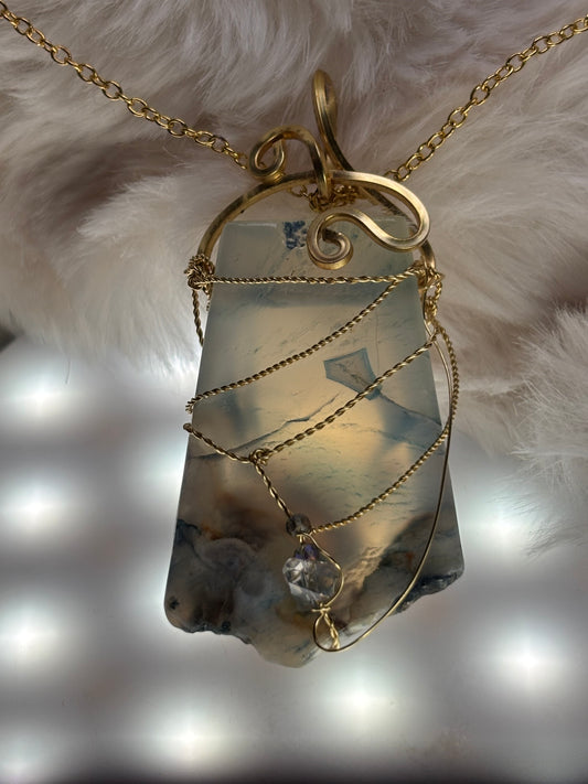 Sacred Shield of Madagascar Collection:
Guardian of the Blue- Rare Sea Agate pendant from Madagascar