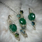 Evergreen guardian: nephrite earring, and pendant set