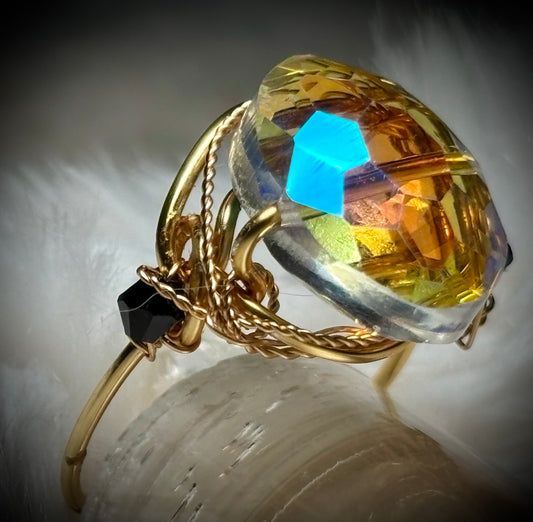 Brilliant Crystal in Gold Ring:￼Sunfire