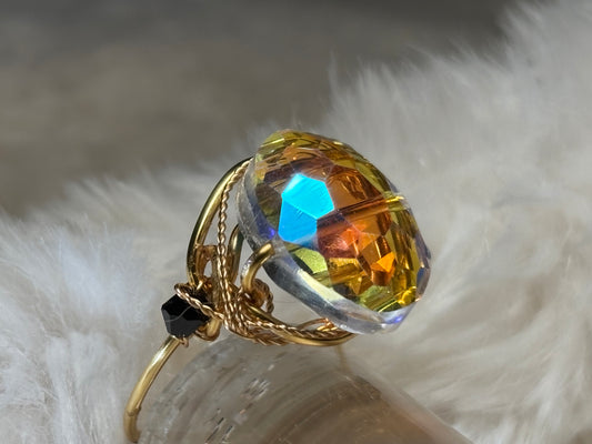 Brilliant Crystal in Gold Ring:￼Sunfire