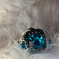 Turquoise green rhinestone ring in silver￼