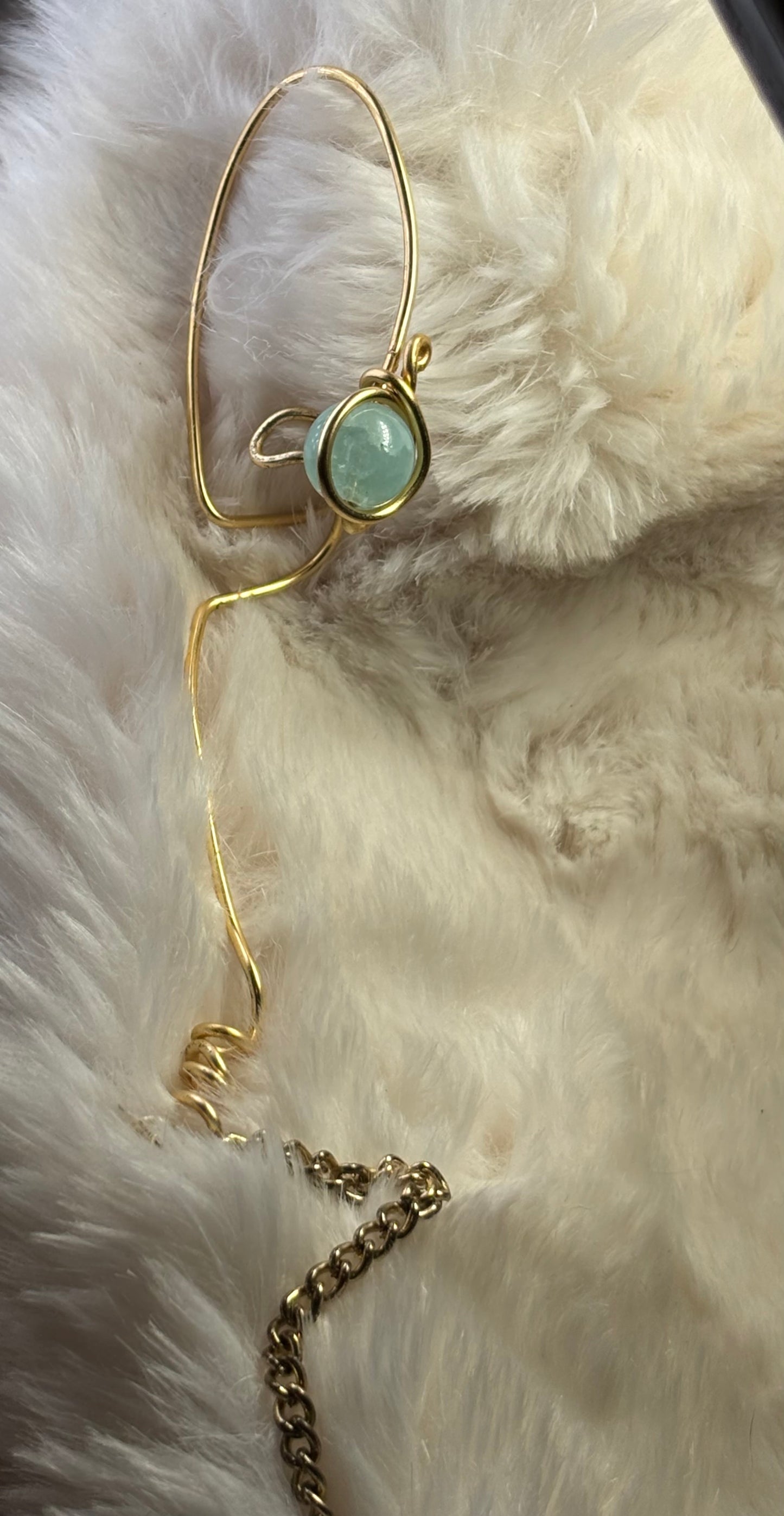 Breath of Peace — Golden Calm: Amazonite right Earcuff