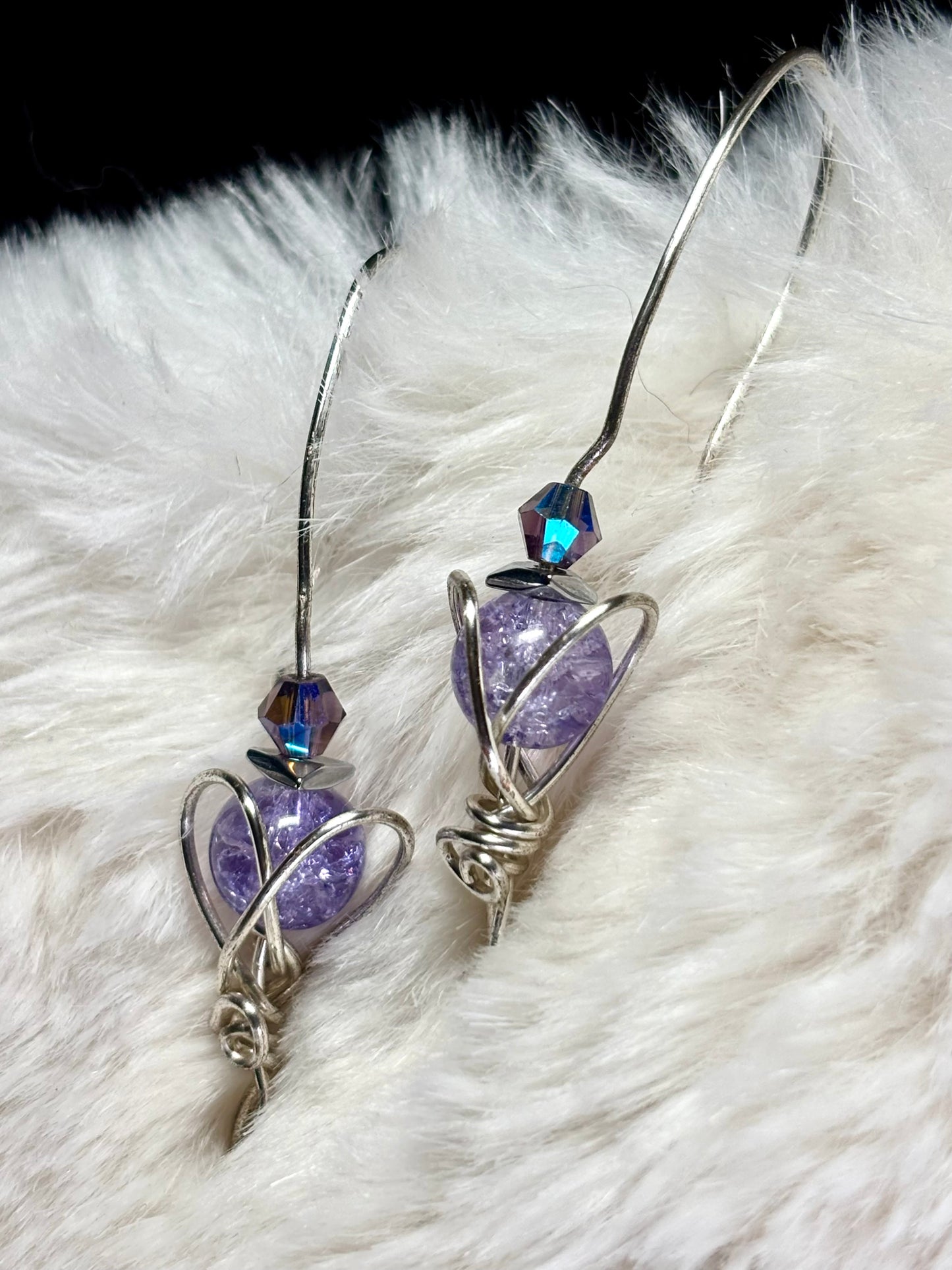 Dream Heart: violet￼lepidolite earrings ￼