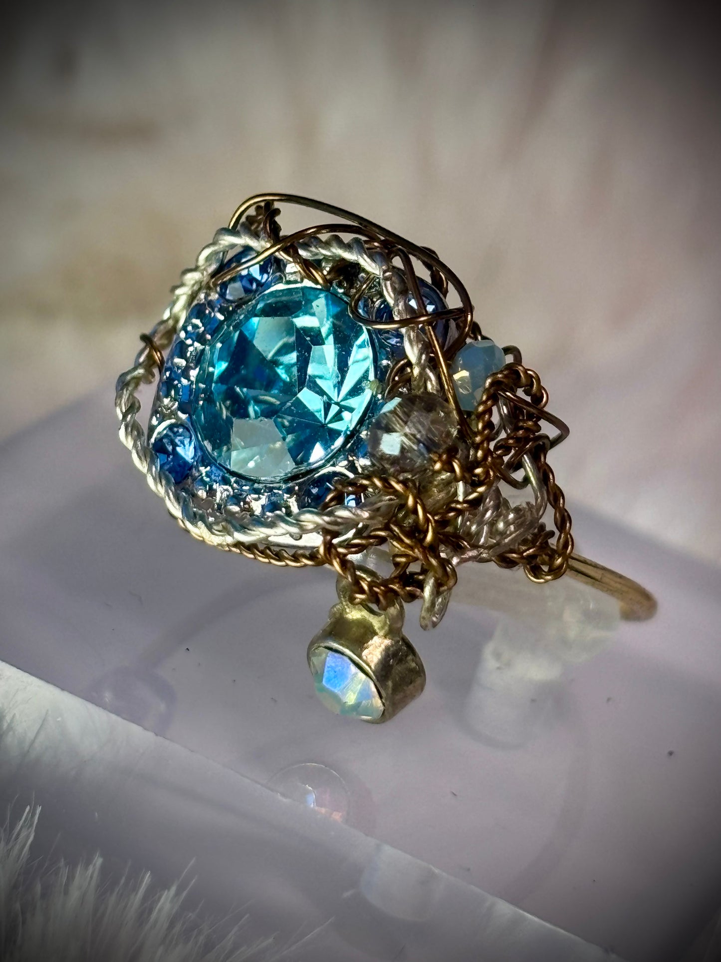 Light blue rhinestone ring: kindness is a ￼crown