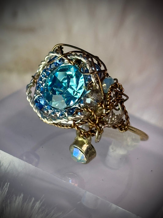 Light blue rhinestone ring: kindness is a ￼crown