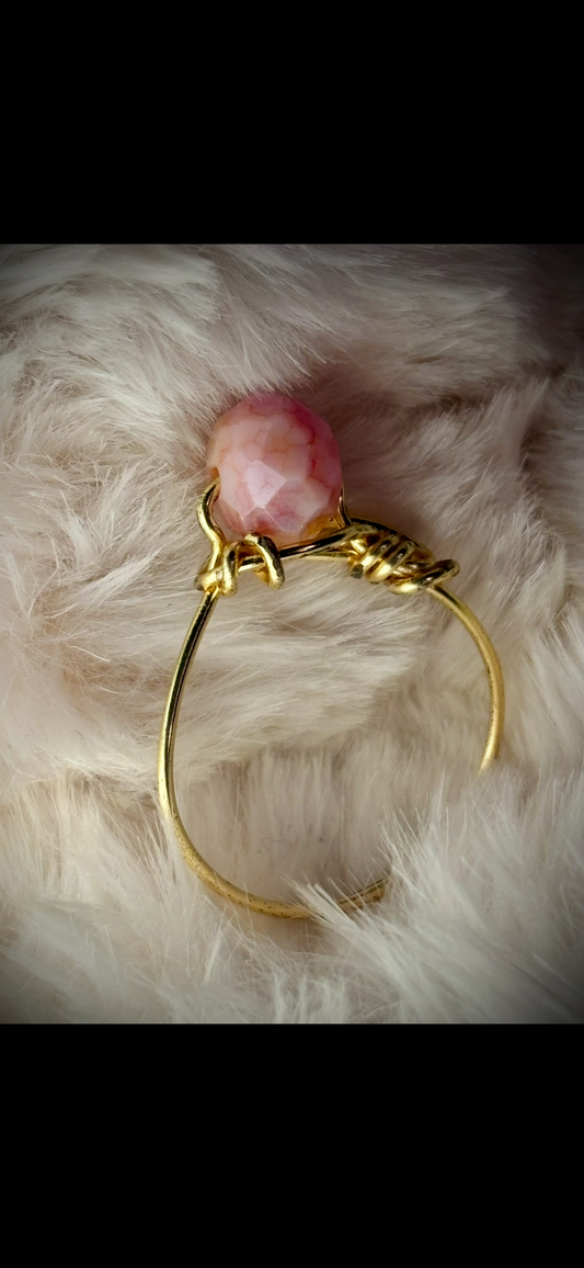 Pink dragon vein, agate ring: ￼Open Heart￼