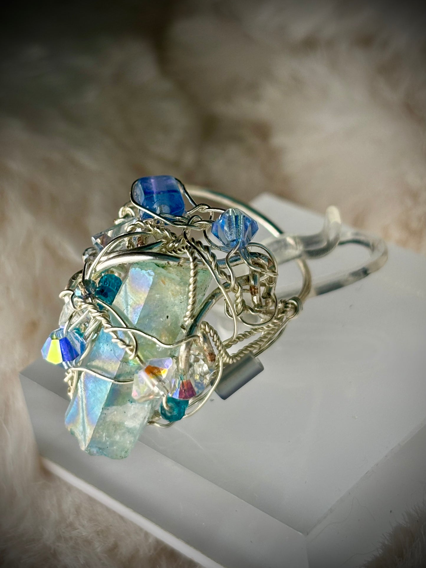 Aqua crystal ring: shard of the sea