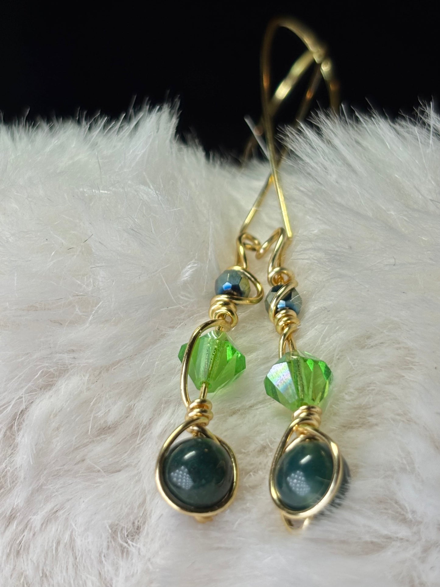 Green Forest Light: green nephrite earrings