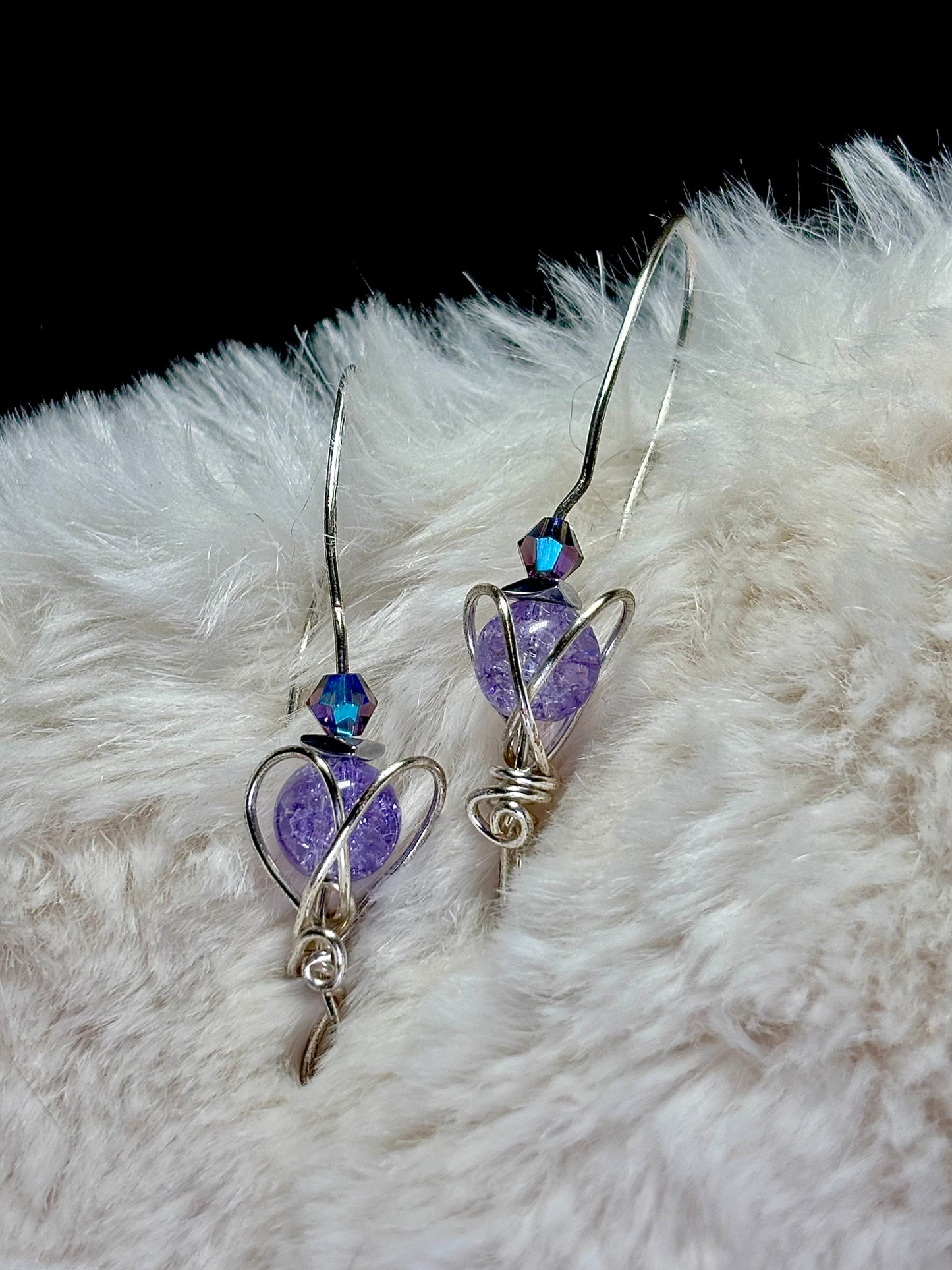 Dream Heart: violet￼lepidolite earrings ￼