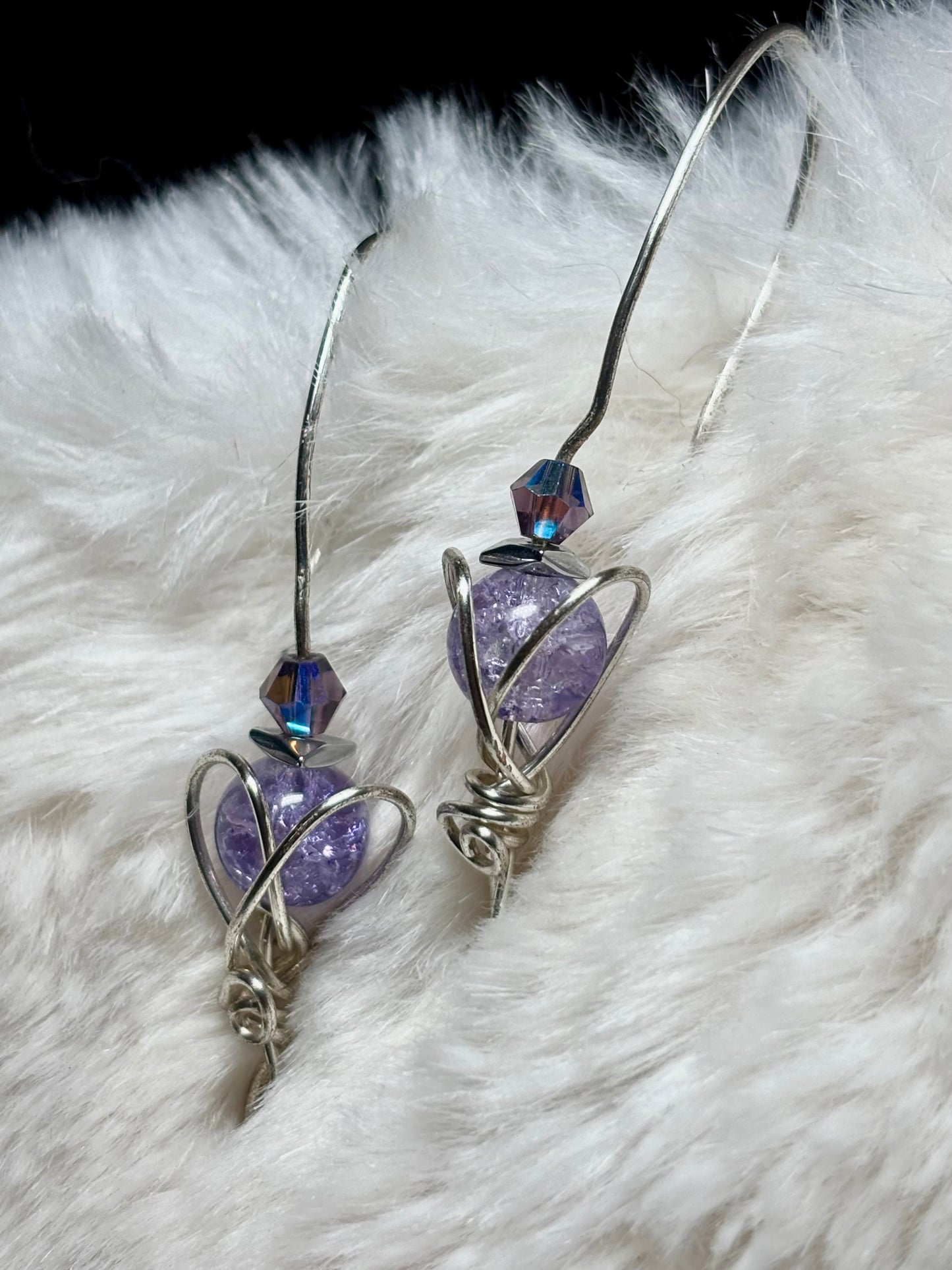 Dream Heart: violet￼lepidolite earrings ￼