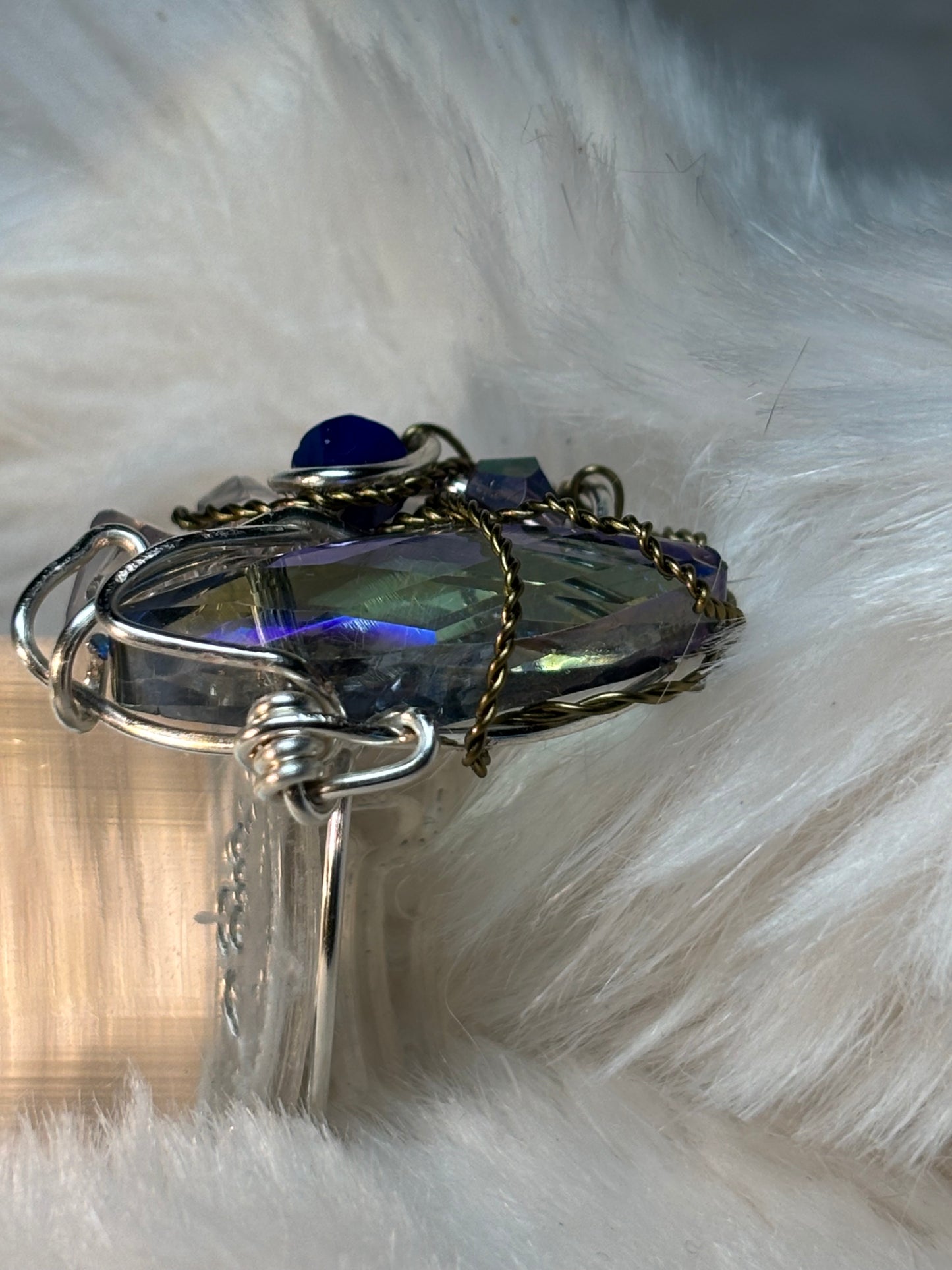 Crystal ring in silver: Comet sky ￼