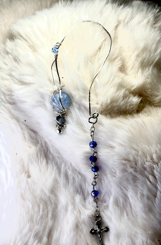 Quiet Sky: blue lepidolite, ear cuff ￼