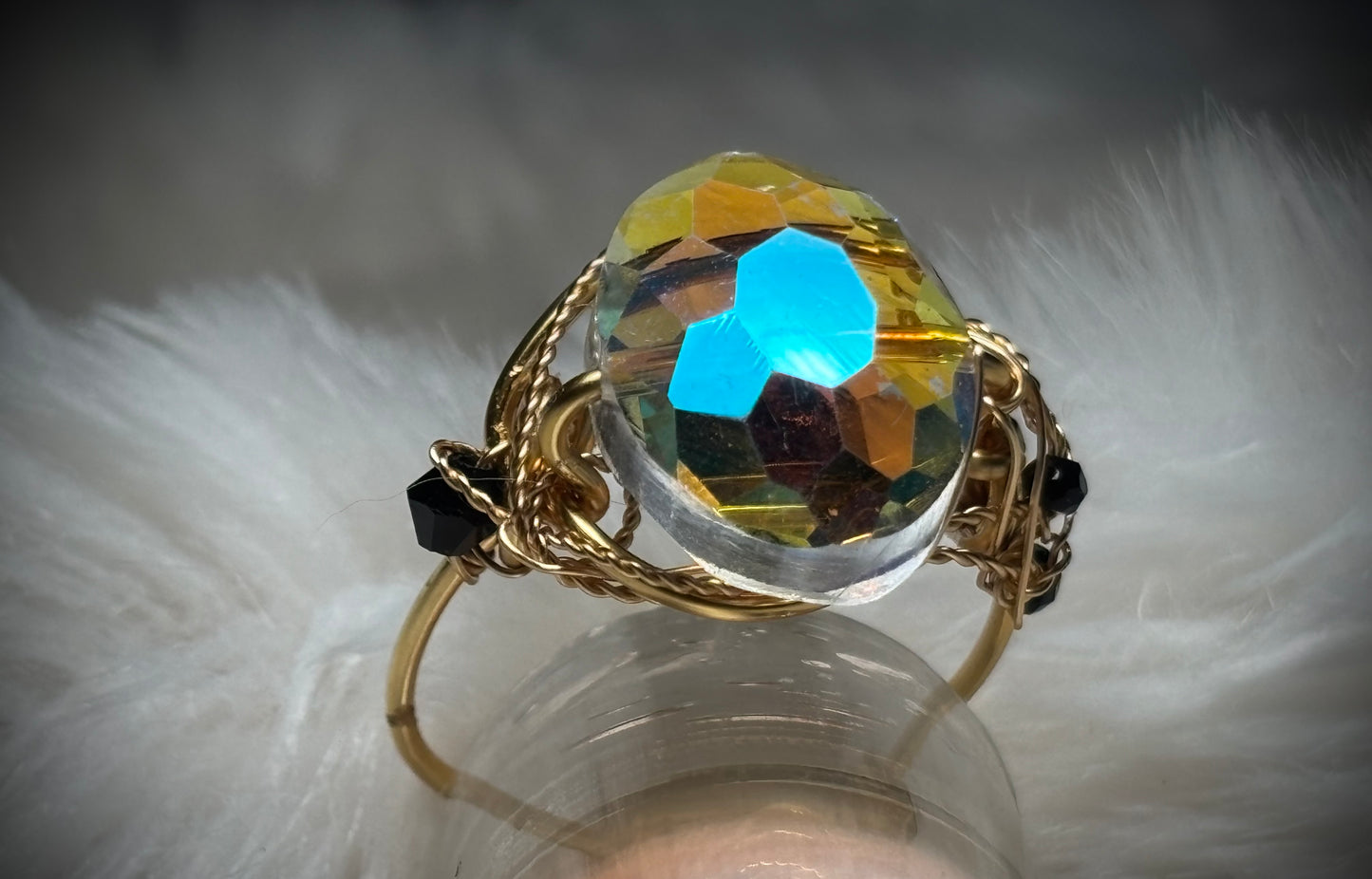 Brilliant Crystal in Gold Ring:￼Sunfire