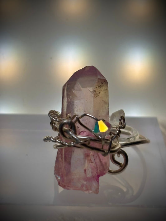 Pink crystal ring: delicate Grace