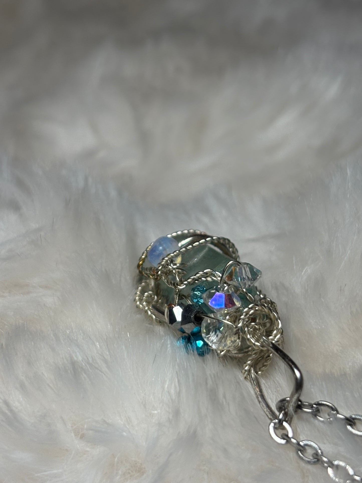 Hidden Prism, Rainbow Magic: green radiated crystal pendant