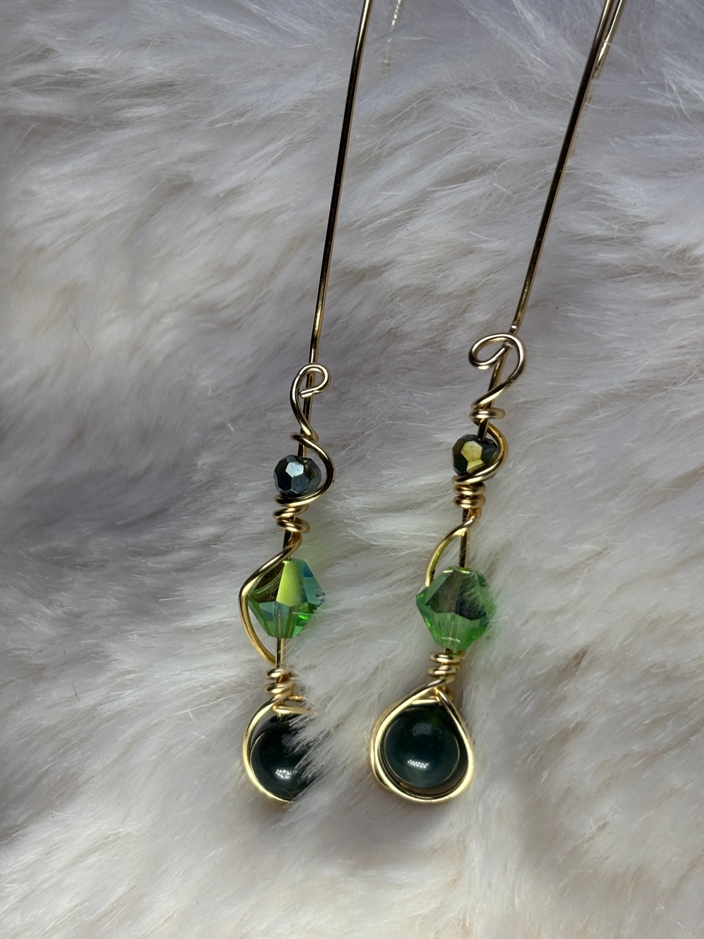 Green Forest Light: green nephrite earrings