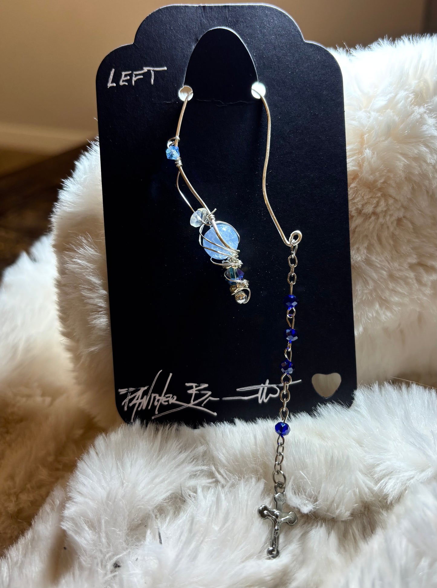Quiet Sky: blue lepidolite, ear cuff ￼