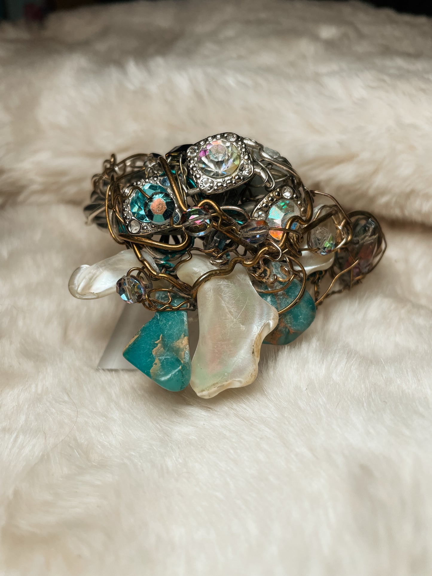 Australian Turquoise, Mother of Pearl Bracelet: Mermaid’s Reliquary