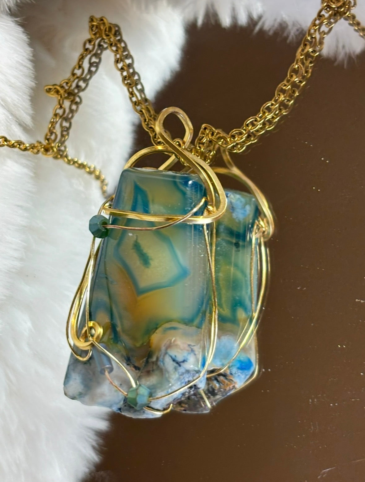 Sacred Shield of Madagascar Collection: The Glow of the Ocean-￼Rare Sea Agate pendant from Madagascar