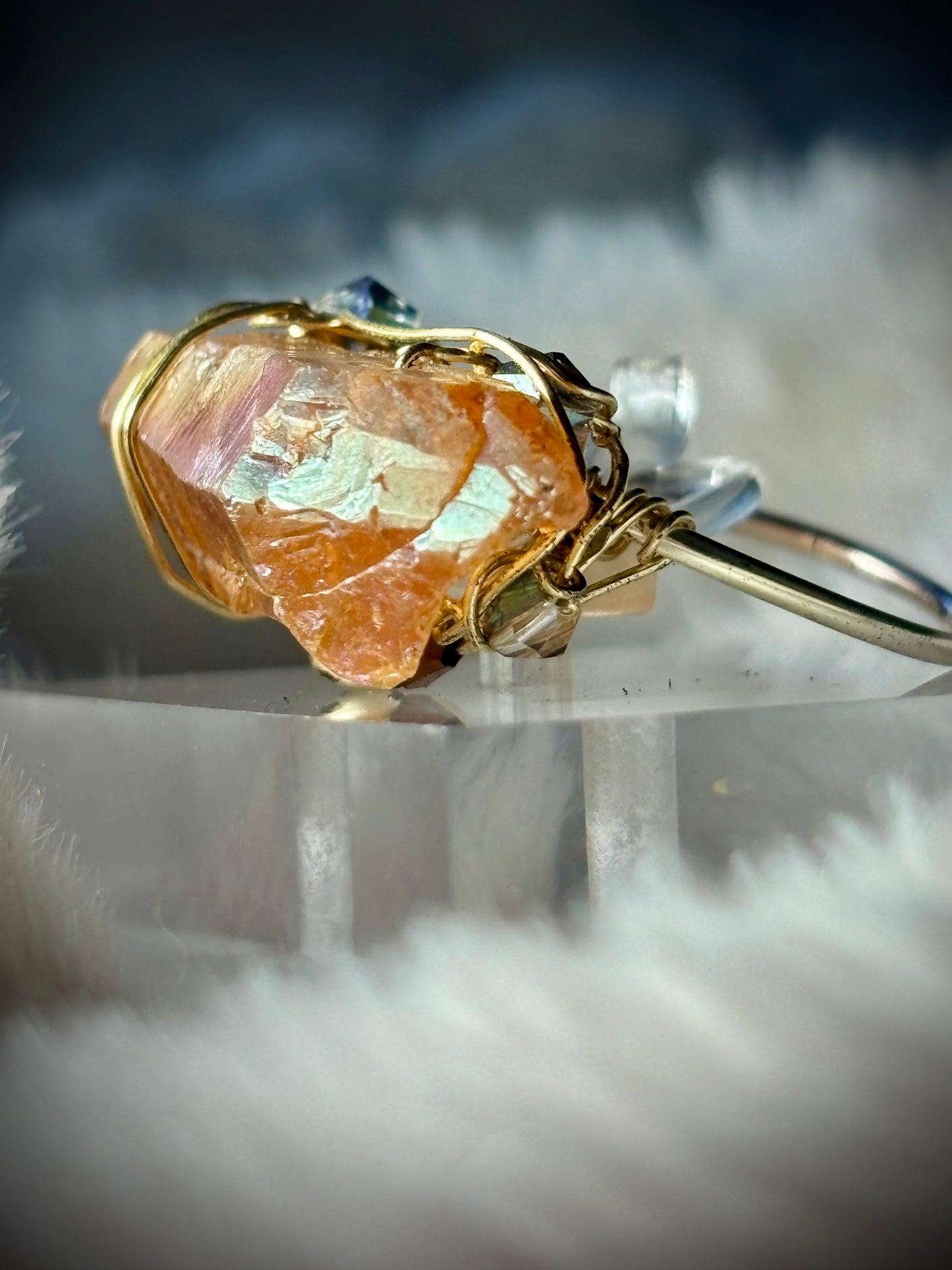 Sunburst Heat-treated Amethyst Ring:  Sun-Forged, Phoenix, Molten Earth