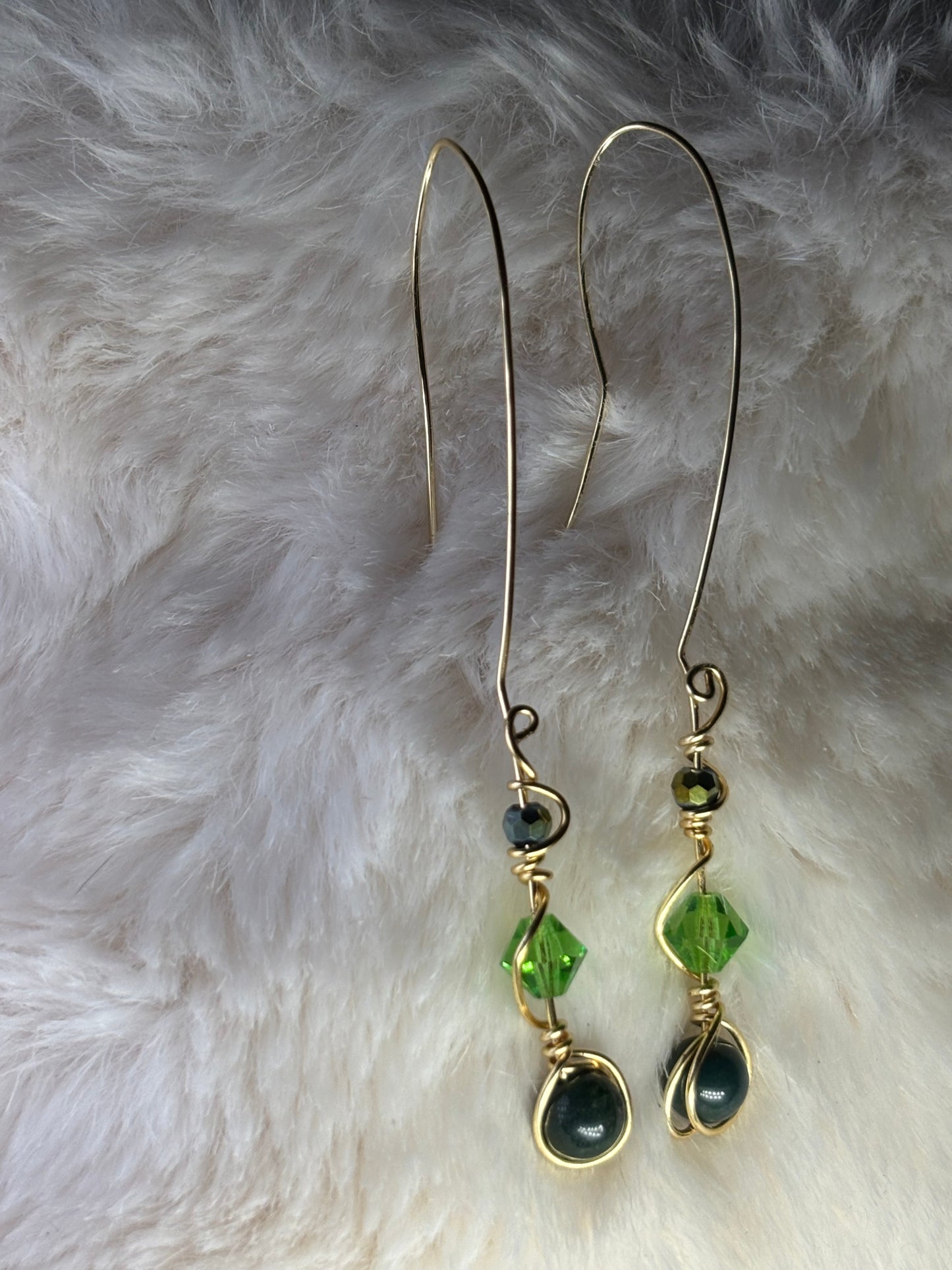 Green Forest Light: green nephrite earrings