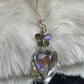 Crystal heart, and butterfly pendant