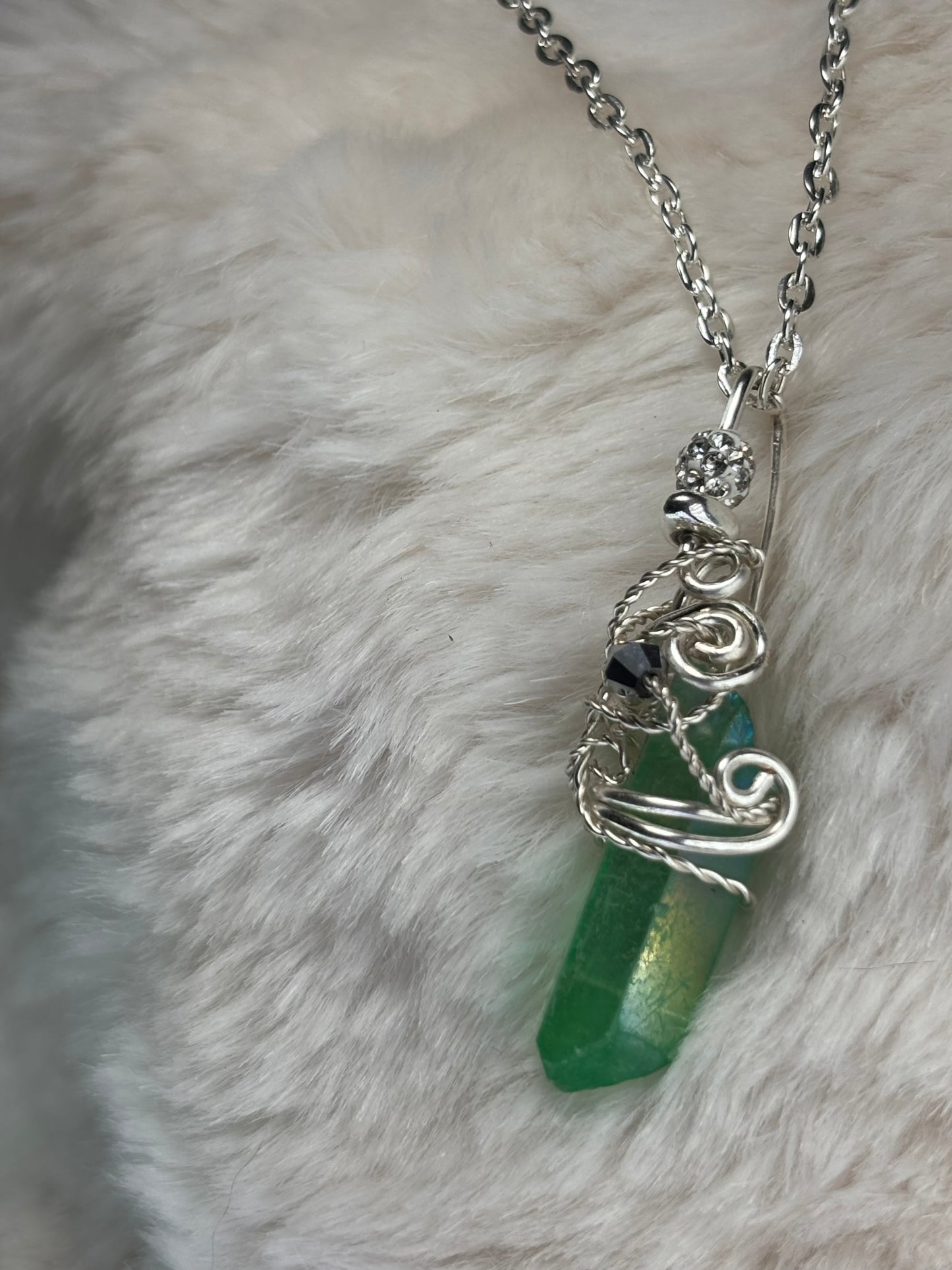 Green Daydream: green or irradiated crystal pendant