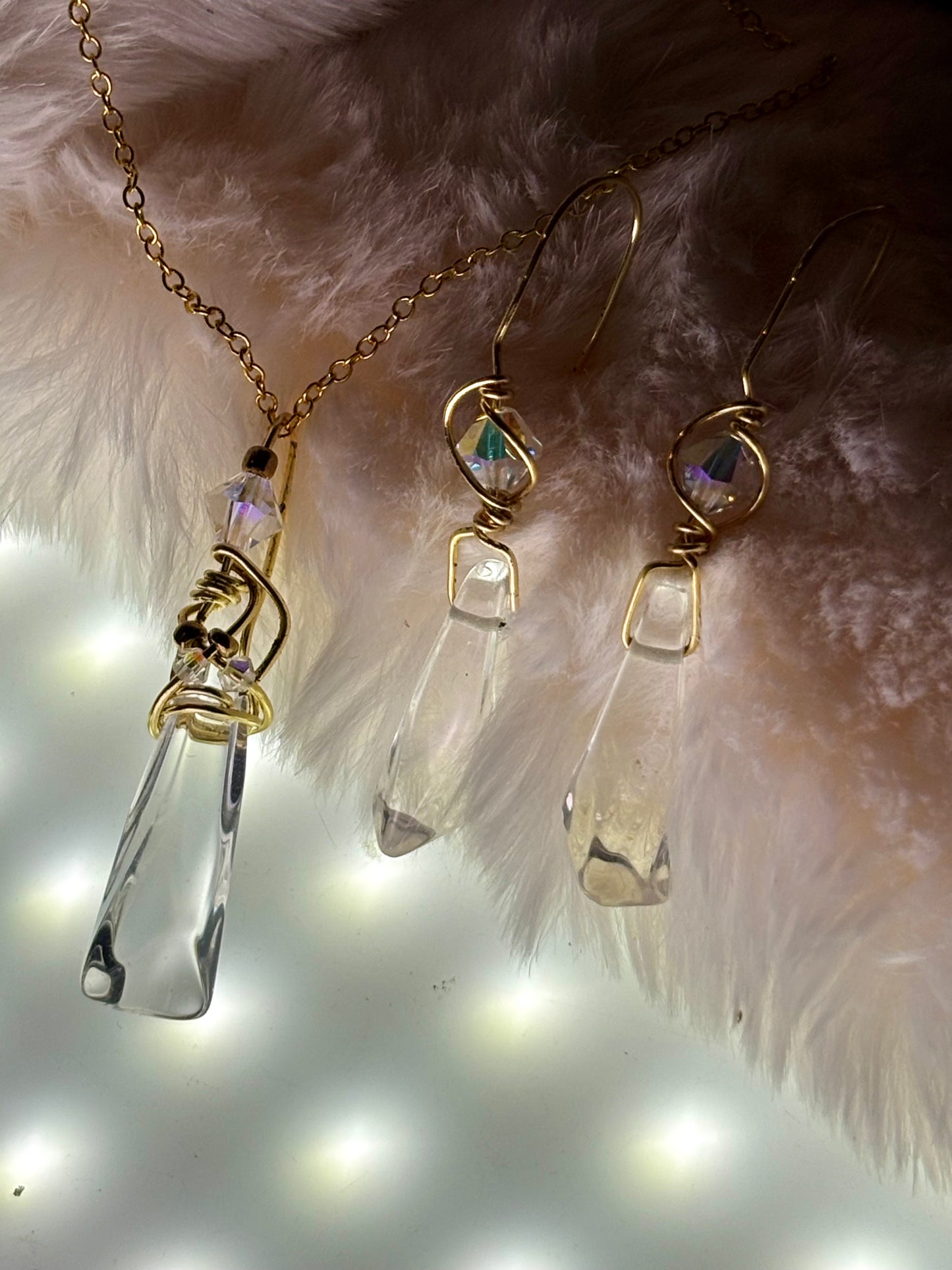 Starfall Icicle: Herkimer diamond earrings (set available)