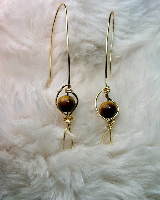 Gold Tiger Grace: tiger eye earrings