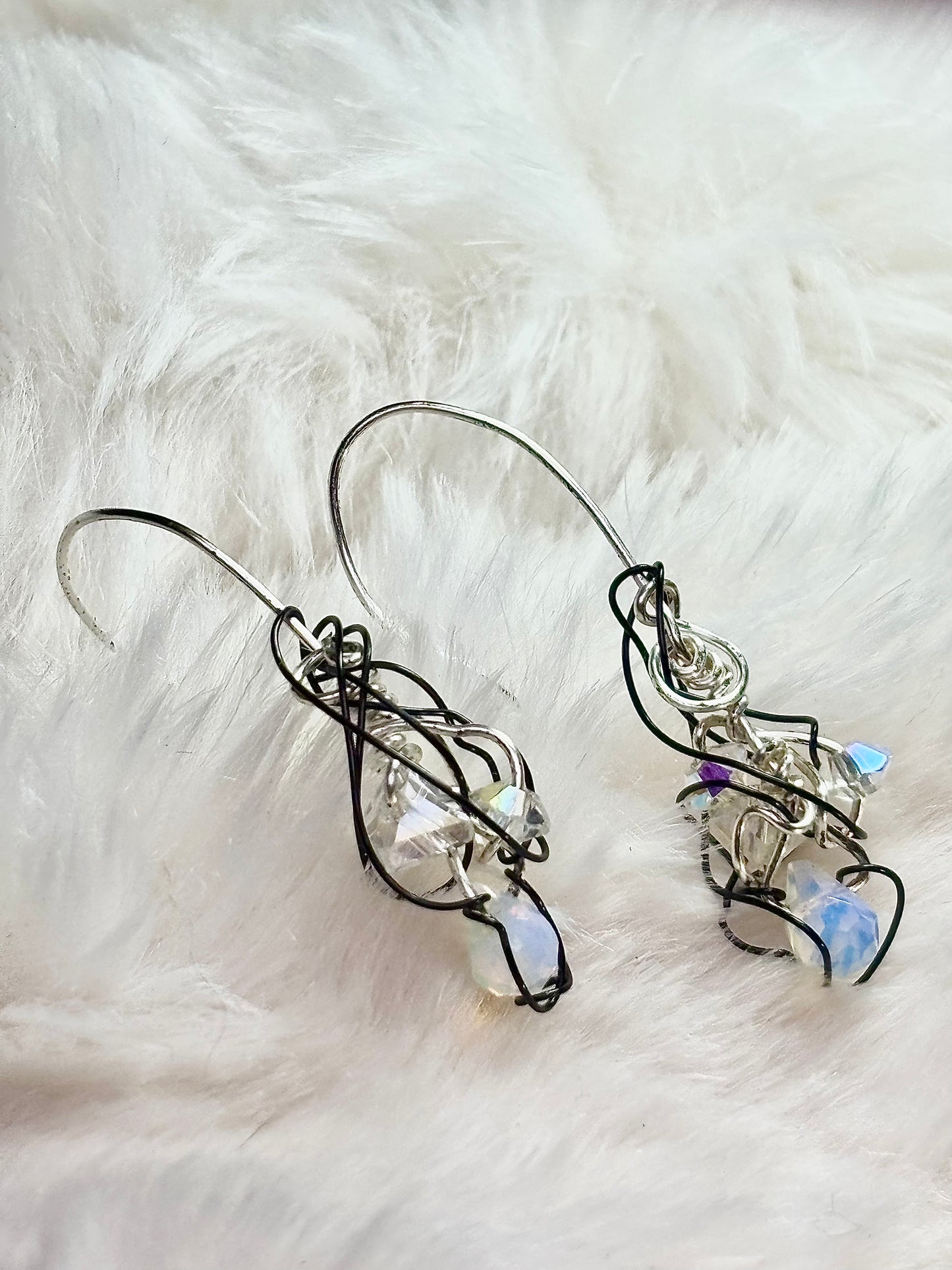Poet’s Quill: Crystal/Moonstone Earrings
