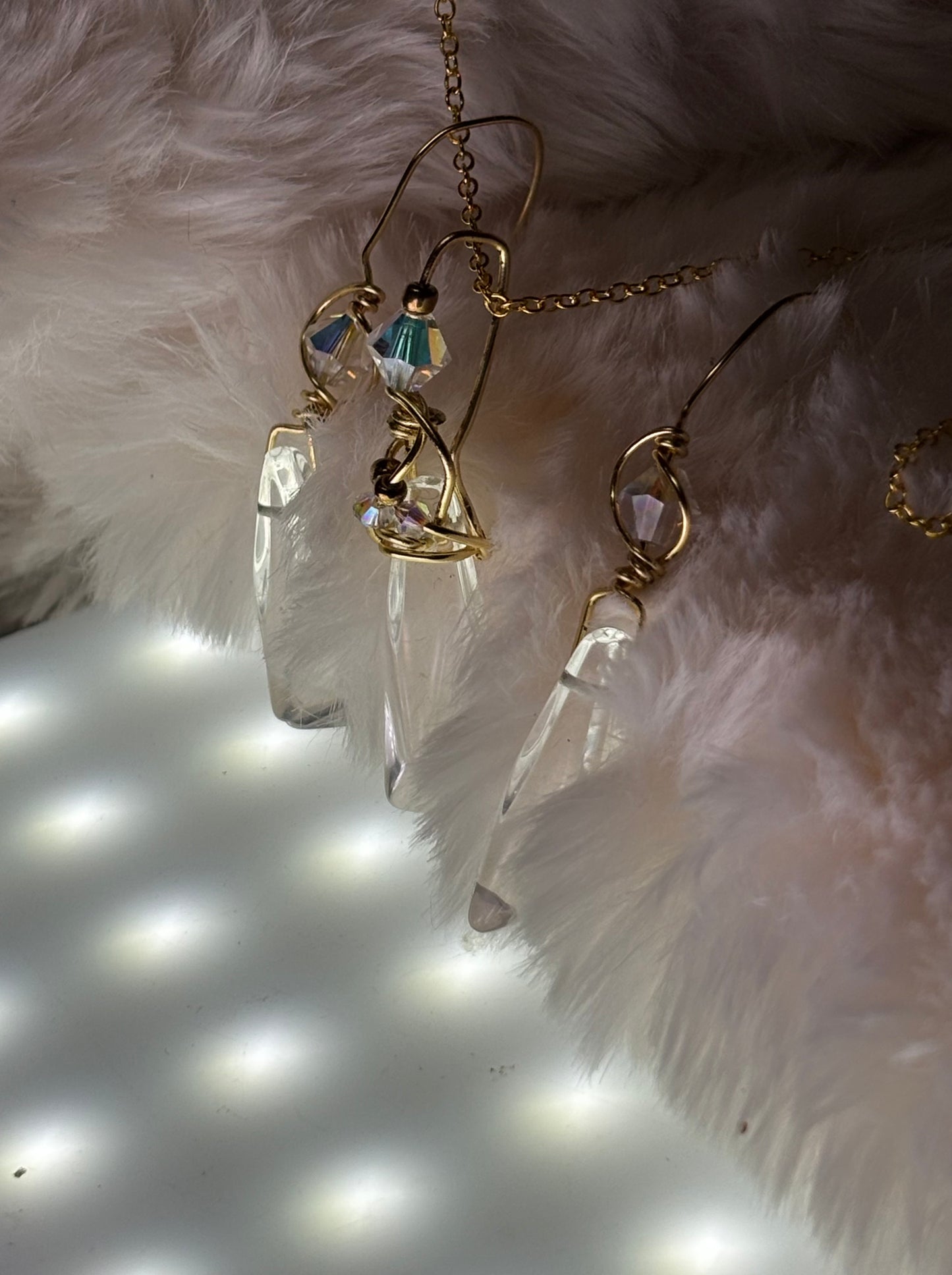 Starfall Icicle: Herkimer diamond earrings (set available)