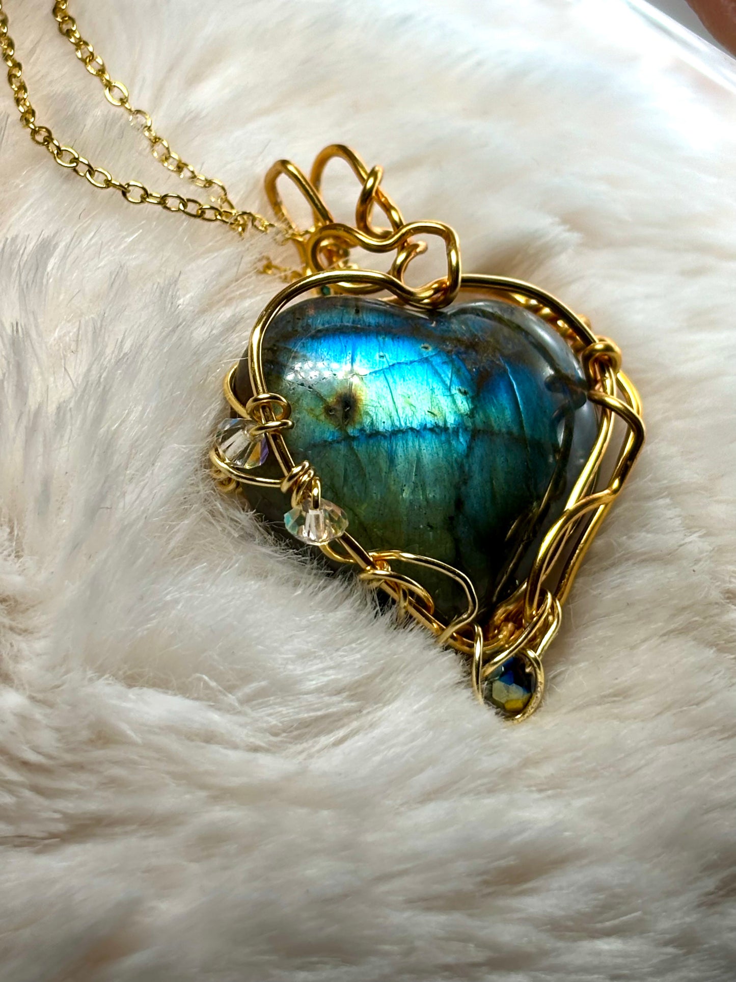 Heart of the Hidden Waters / Heart of the Hidden Meadow

All My Heart Collection: Reversible Labradorite pendant