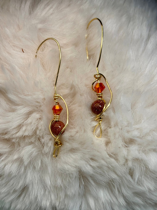 Golden Flame:    Goldstone Earrings