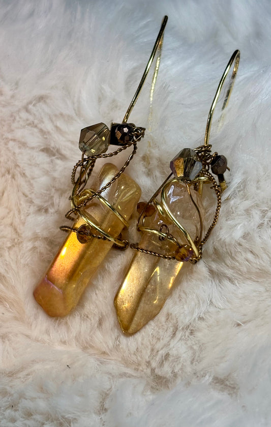 Sunspell:  tangerine aura, quartz earrings ￼
