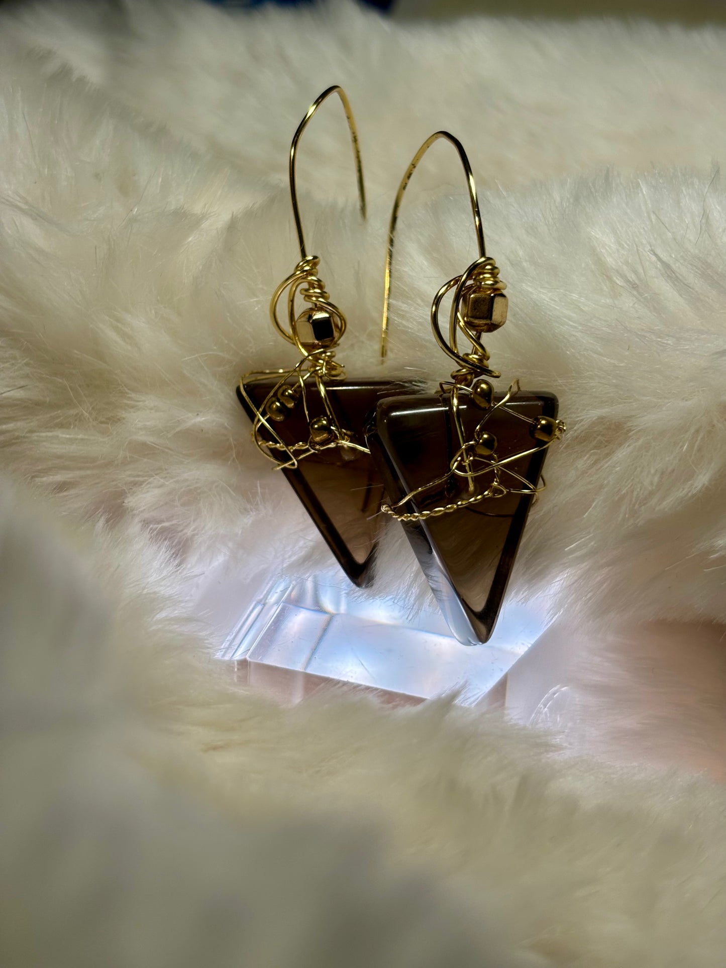 Candy Collection – Luminous Espresso Drops: Irradiated Crystal Earrings