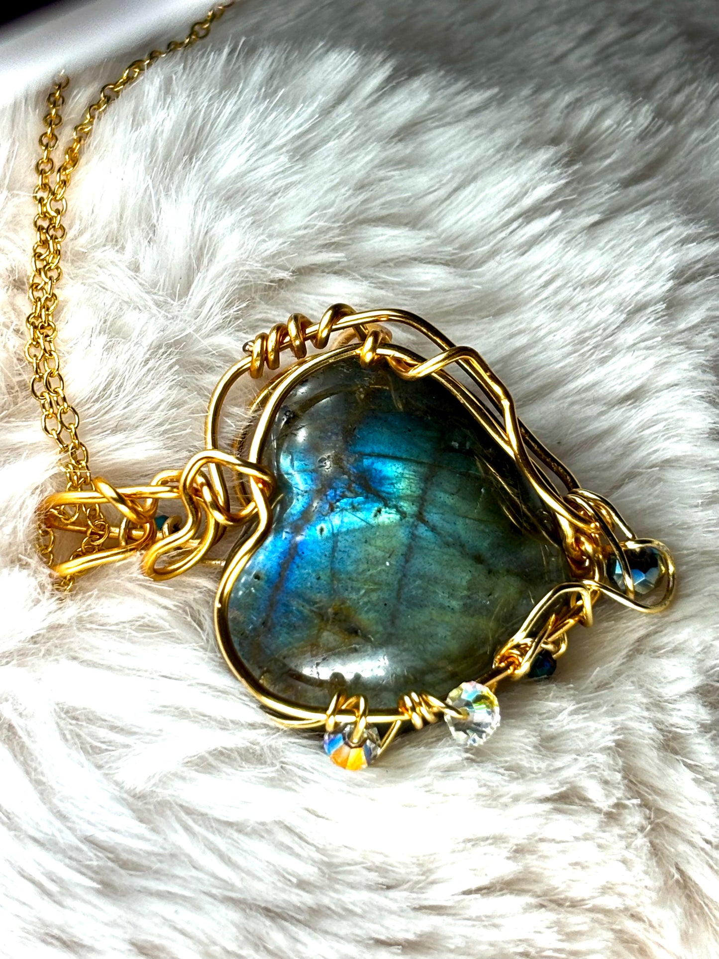 Heart of the Hidden Waters / Heart of the Hidden Meadow

All My Heart Collection: Reversible Labradorite pendant