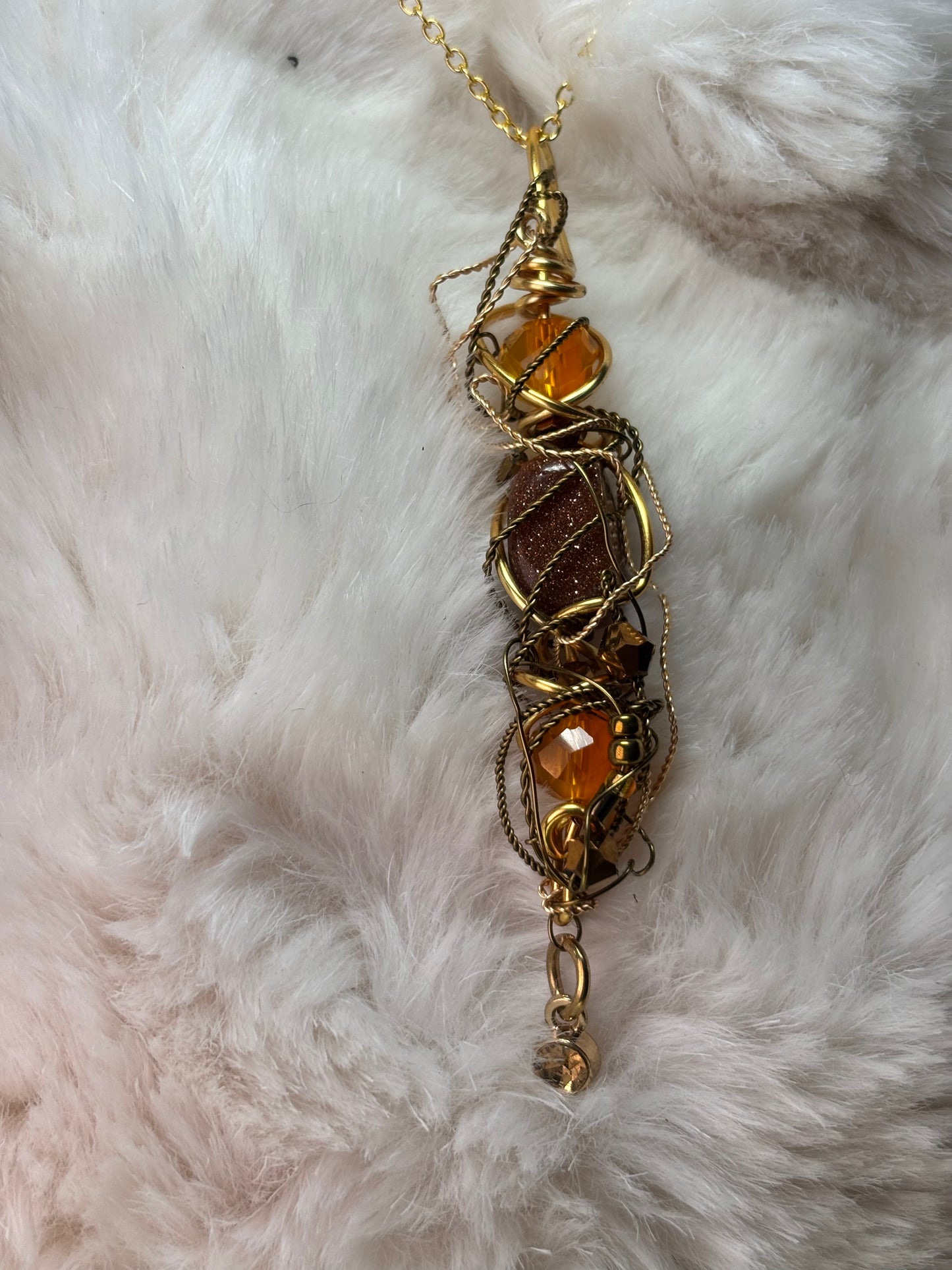 Solar Spell: goldstone pendant                      (set available)