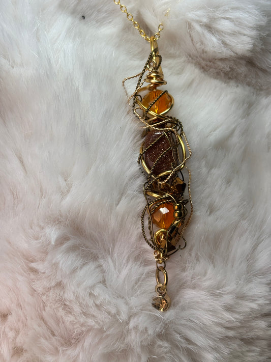 Solar Spell: goldstone pendant                      (set available)