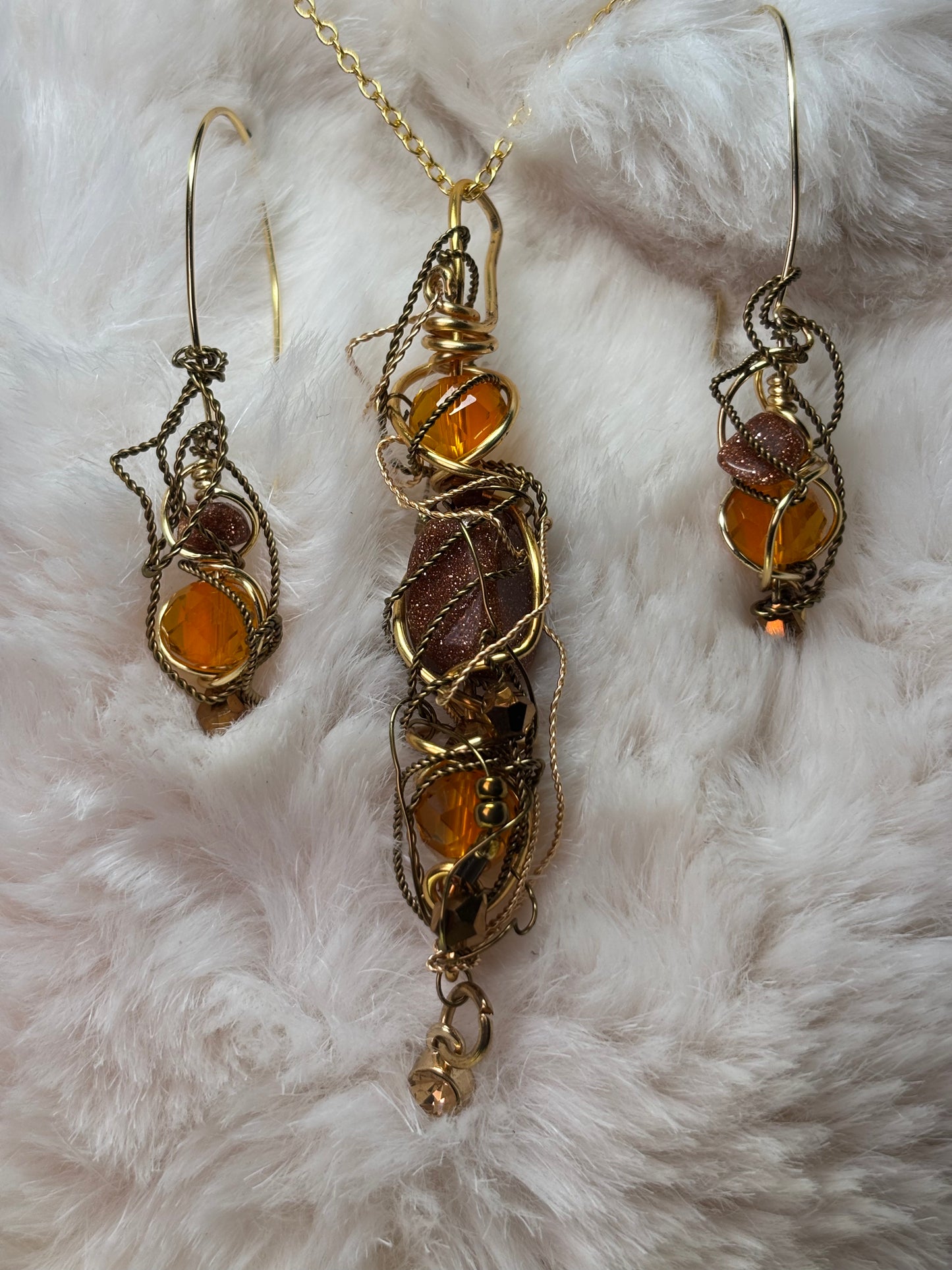 Solar Spell: goldstone pendant                      (set available)