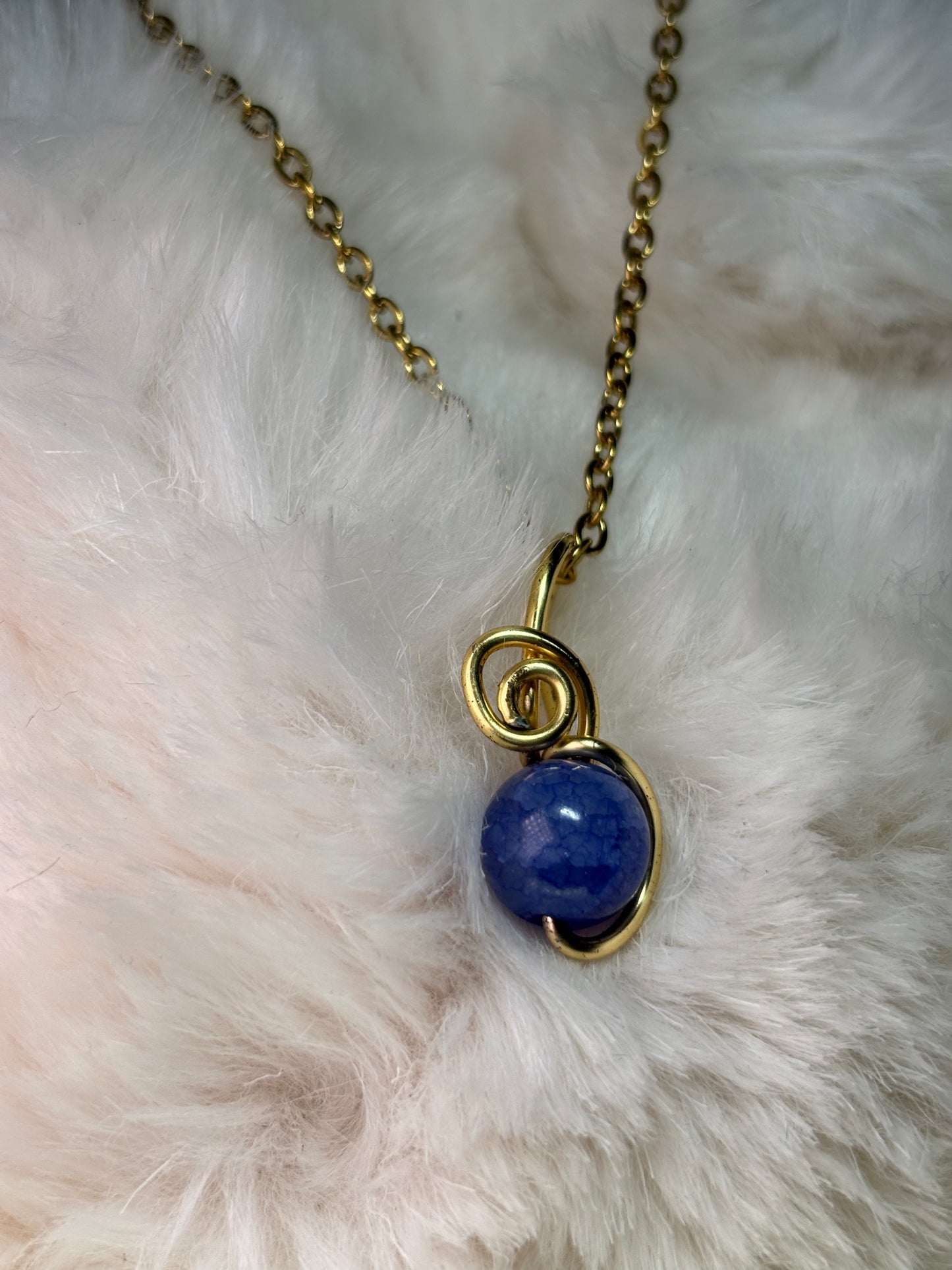 Midnight Current: blue crackle agate earring/pendant set