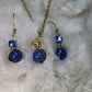 Midnight Current: blue crackle agate earring/pendant set