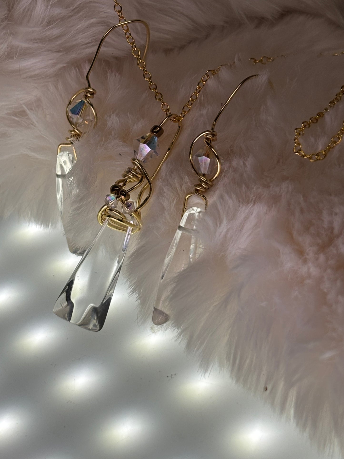 Starfall Icicle: Herkimer diamond earrings (set available)