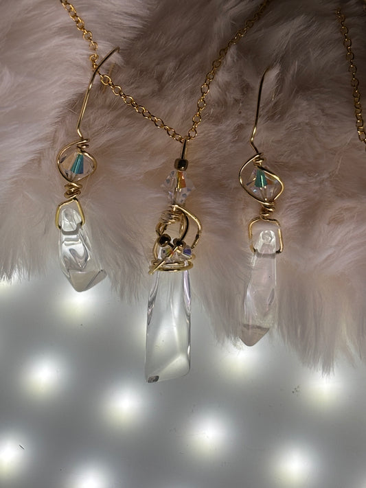 Starfall Icicle: Herkimer diamond earrings (set available)
